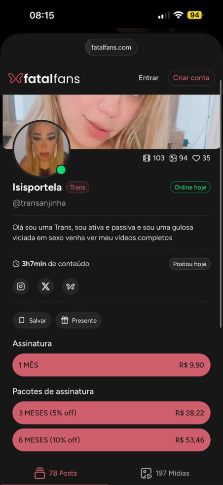 Promoção do 9.9 assine 🔥

Apenas 9,90 
Mais de 100 vídeos completos 

O LINK ESTÁ NO MEU POST FIXADO  NO MEU PERFIL

#transanjinha